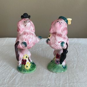 Vintage Anthropomorphic Pink Poodle Salt and Pepper Shakers made in Japan